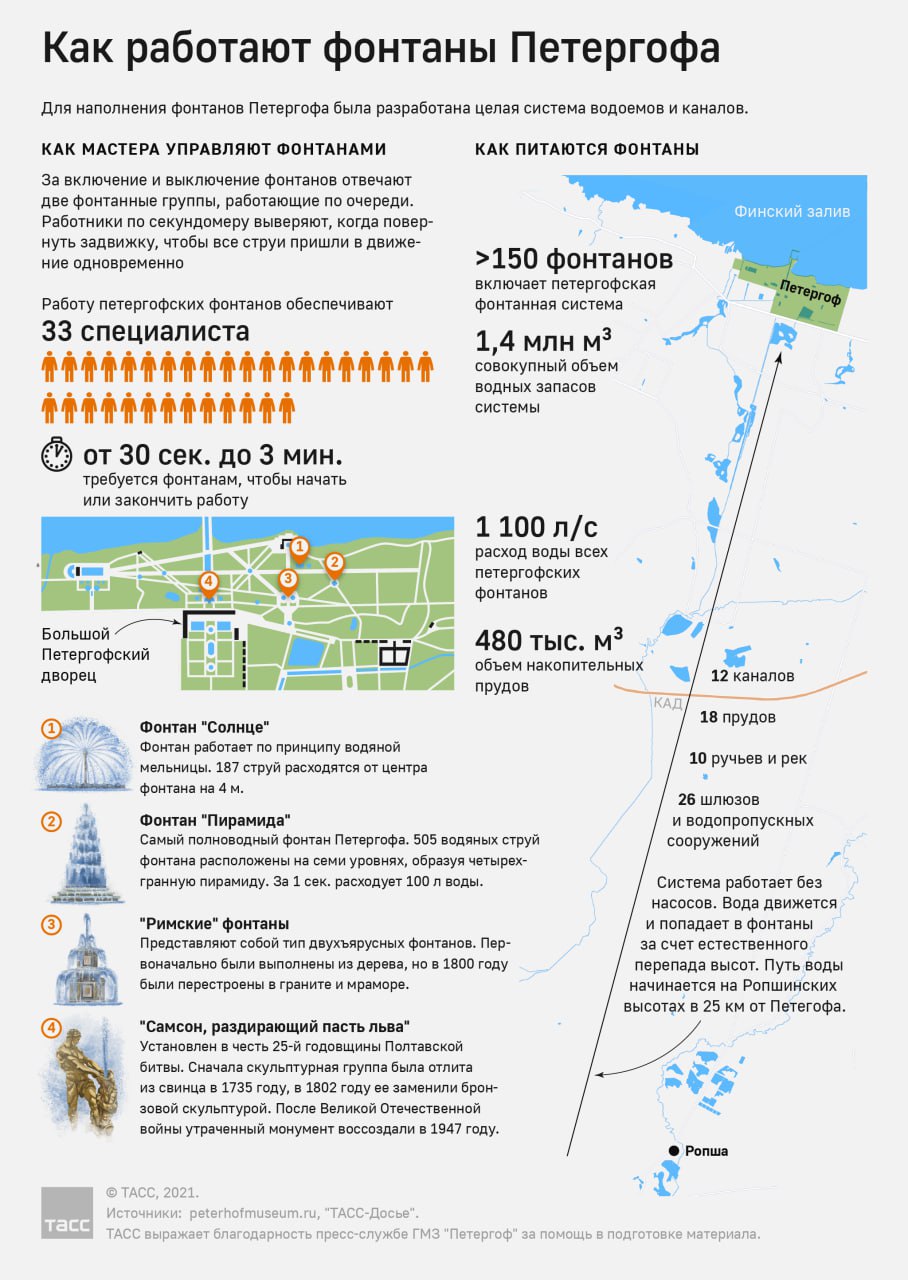 Работа по секундомеру, 33 специалиста и 1100 литров воды в секунду: как  работают фонтаны в Петергофе | Вечёрка